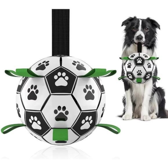 Dog Toys Soccer Ball with Straps, Interactive Dog Toys for Tug of War,Puppy Gift - Picture 1 of 6